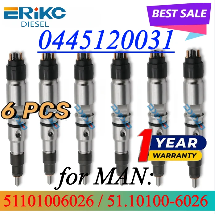 

6PC 0445120031 51101006026 Common Rail Injector 0 445 120 031 51.10100-6026 Nozzle fit For MAN TGA 51101006026