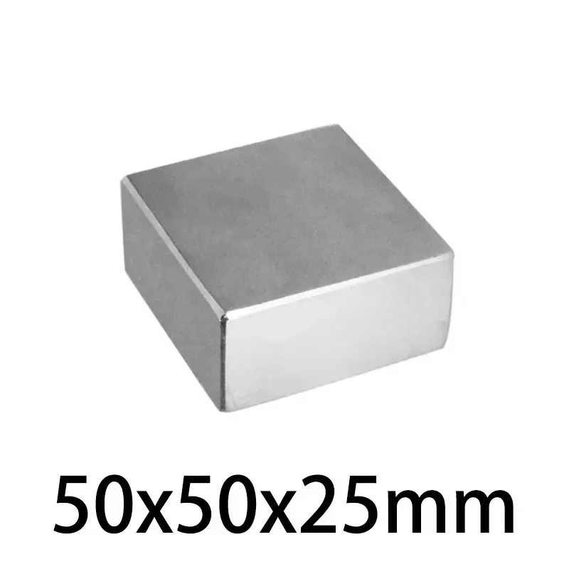 1Pc 50x50x25mm N52 Neodymium Magnet NdFeB Block Super Powerful Strong Permanent Magnetic Imanes Real Size 48x48x23mm