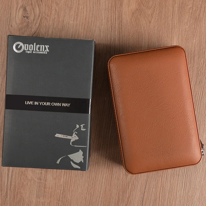 

Дорожный набор для сигар премиум-класса — кожаный футляр для 6 сигар, встроенный резак и зажигалка, компактный и герметичный