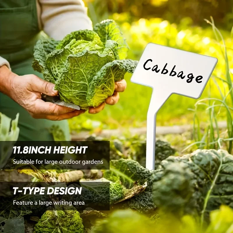 50pcs Heavy-Duty Waterproof Garden Plant Labels T-Shaped with Writing Surface for Herbs Vegetables Flowers Indoor/Outdoor Garden