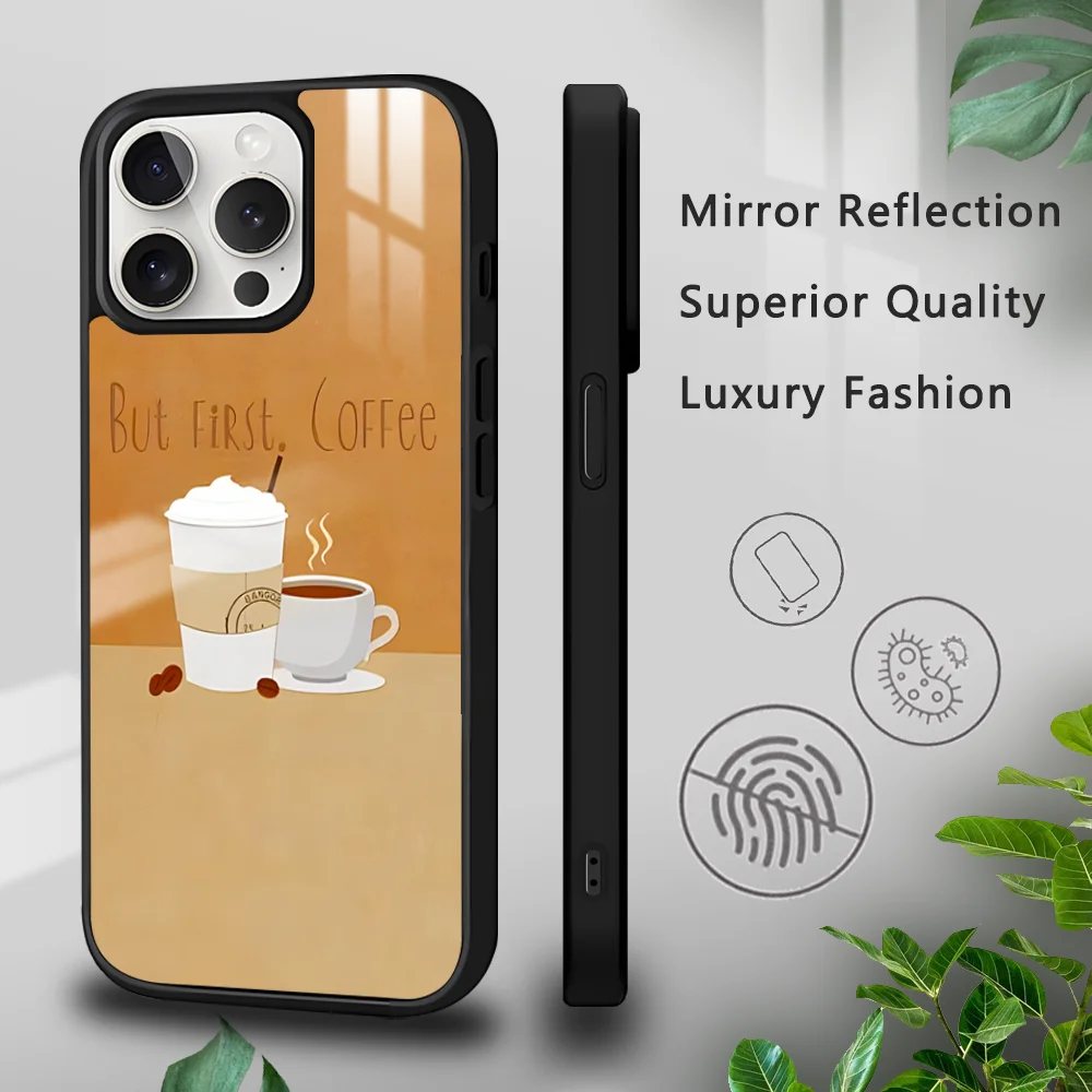 Relaxation Coffee Time Phone Case For iPhone 15 14 13 12 11 Pro Xs Max Mini XR X 7 8 Plus luxury Mirror Hard Funda