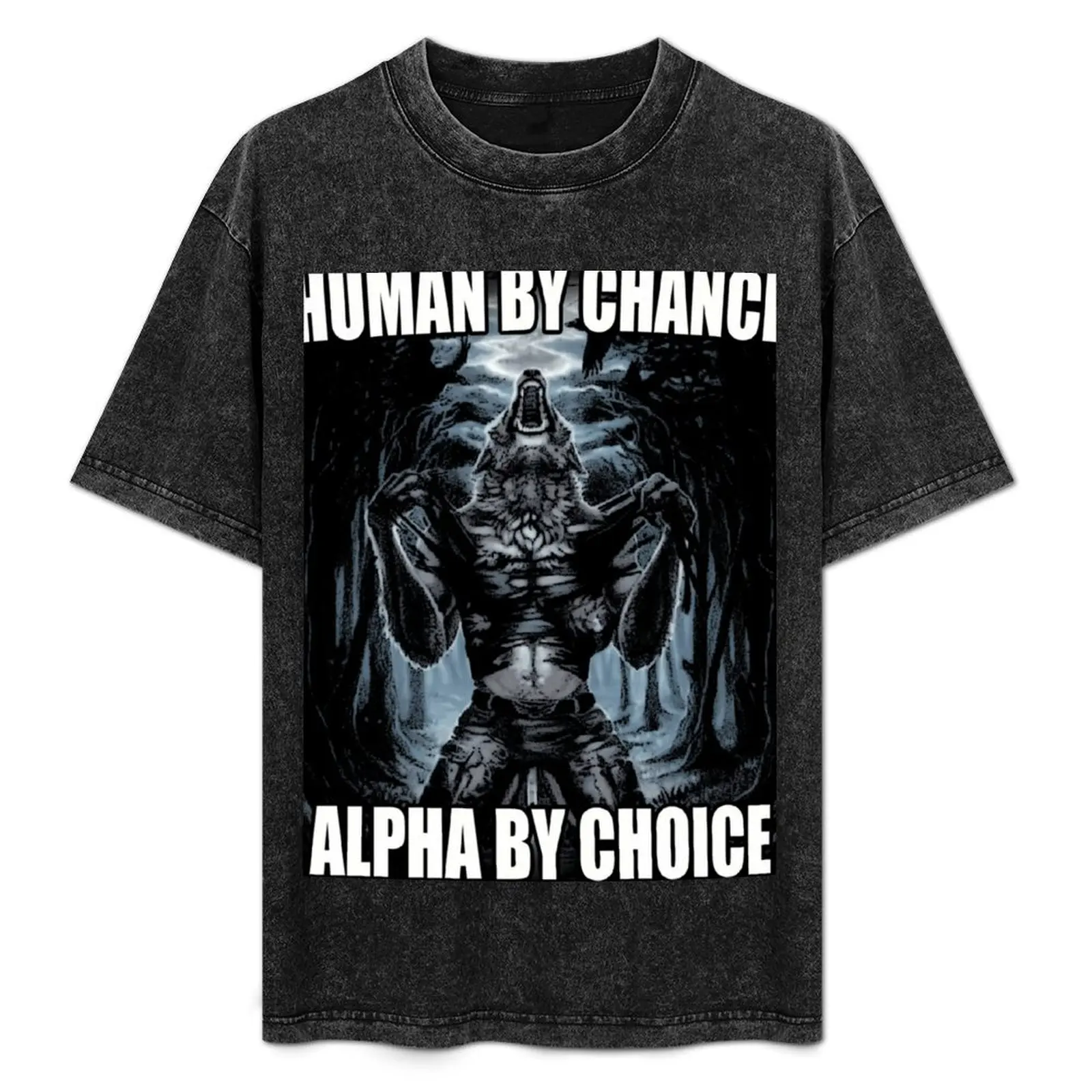 Human By Chance Alpha By Choice Camiseta meninos estampa animal roupas vintage dos namorados Roupas masculinas
