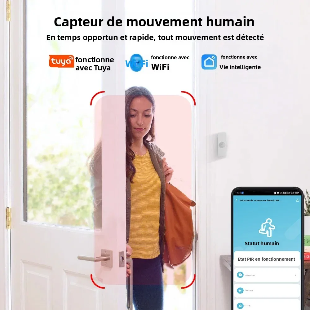 Bild 6: YFK Tuya WiFi Zigbee PIR Bewegungssensor Smart Home Infrarot-Körperdetektor Sicherheit Smart Life Kompatibel mit Alexa Google Home