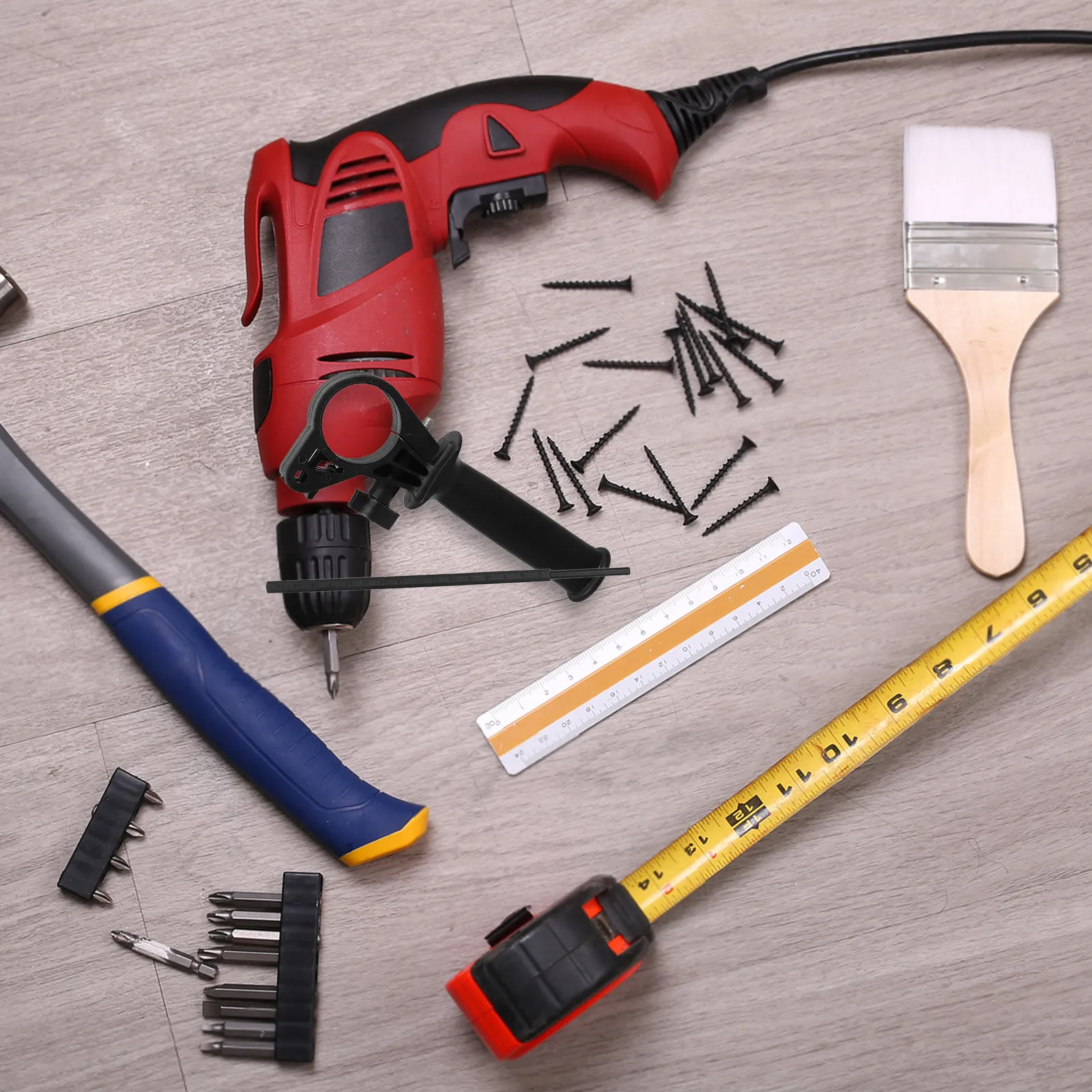 Replaceable Electric Hammer Handle Ergonomic Non-Slip Grip for Impact Drill Compatible with Multiple Brands Sturdy ABS Iron