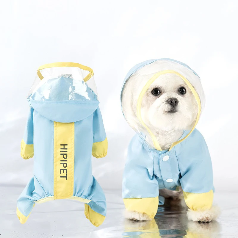 

Bichon Reflective Raincoat Towable Impact Punch Dog Clothes Teddy Four Legs All-Inclusive Waterproof Jumpsuits Clothes