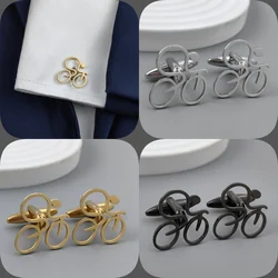 Silver fun bicycle racer hollow gold-plated cufflinks, French shirt cuff accessories in black, matching with men's suits