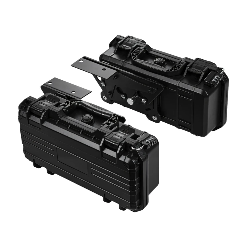 

Motorcycle Side Case with Hard Plastic Shell, Locking Top Closure and Reinforced Black Storage Box for Tools, Small Gear H9EE