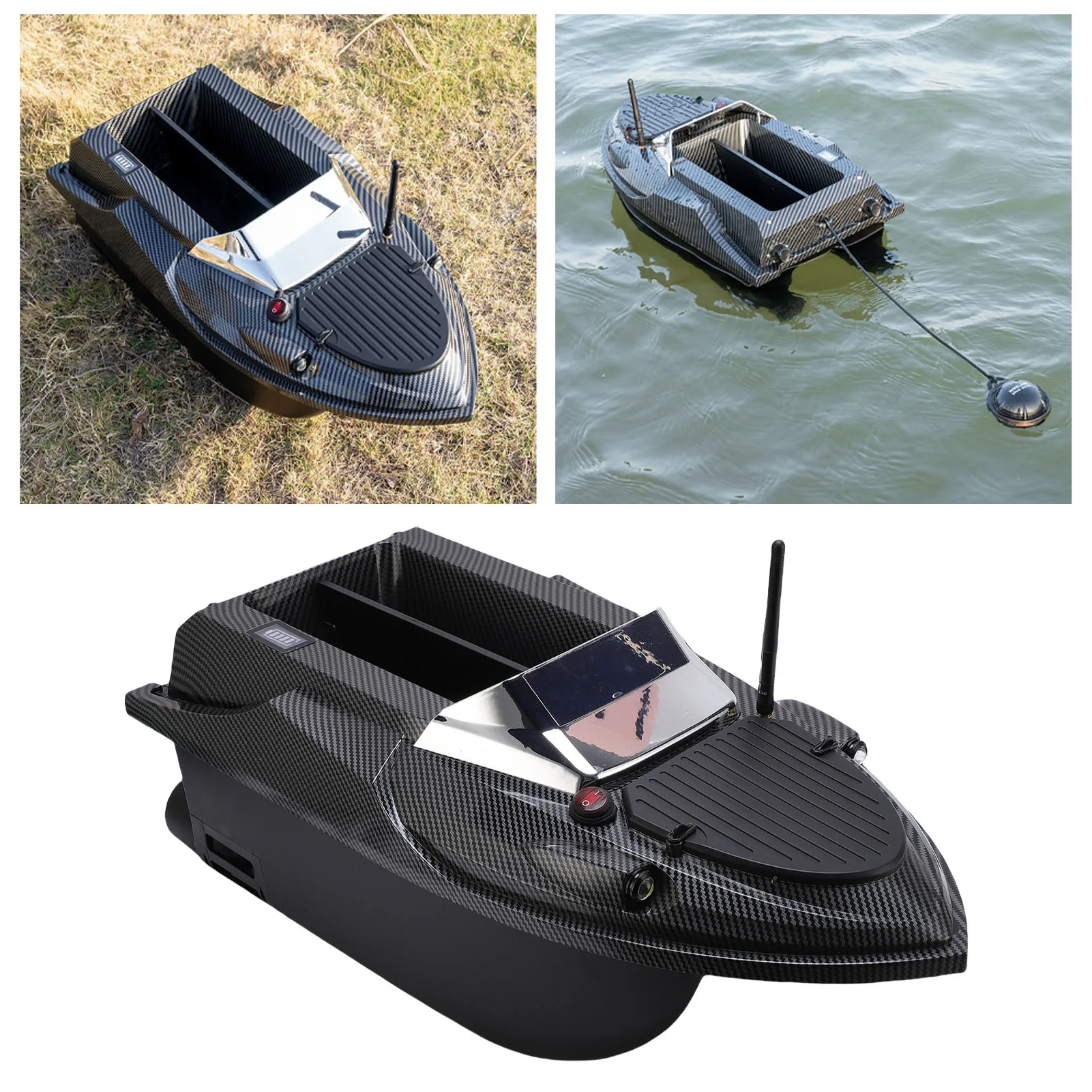 

Радиоуправляемая лодка для прикормки рыбы с дистанционным управлением на 800 м, двойным приводом, автоматической коррекцией курса, эхолотом и ночной подсветкой для бассейнов и озер