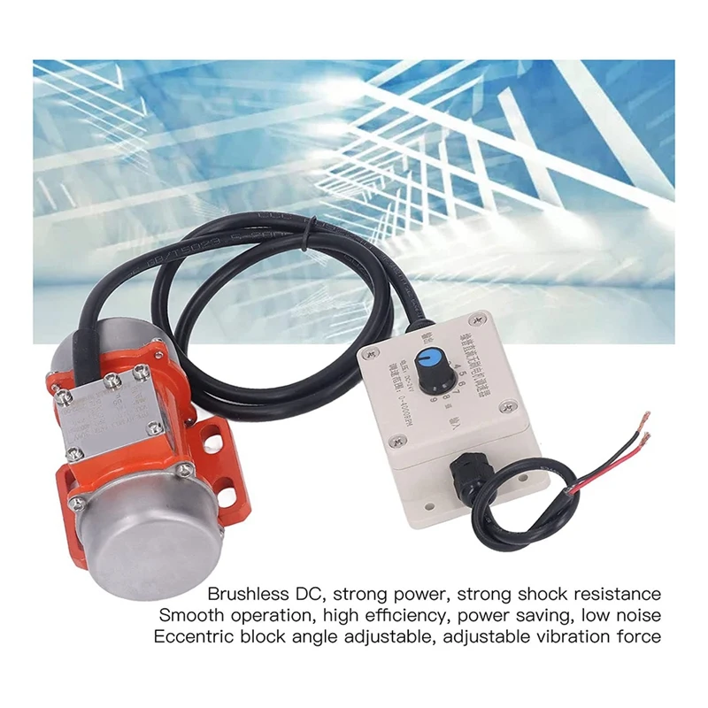 30W Concrete Vibrator, 4000RPM Electric Vibrating Motor With Speed Controller & Adjustable Exciting Force