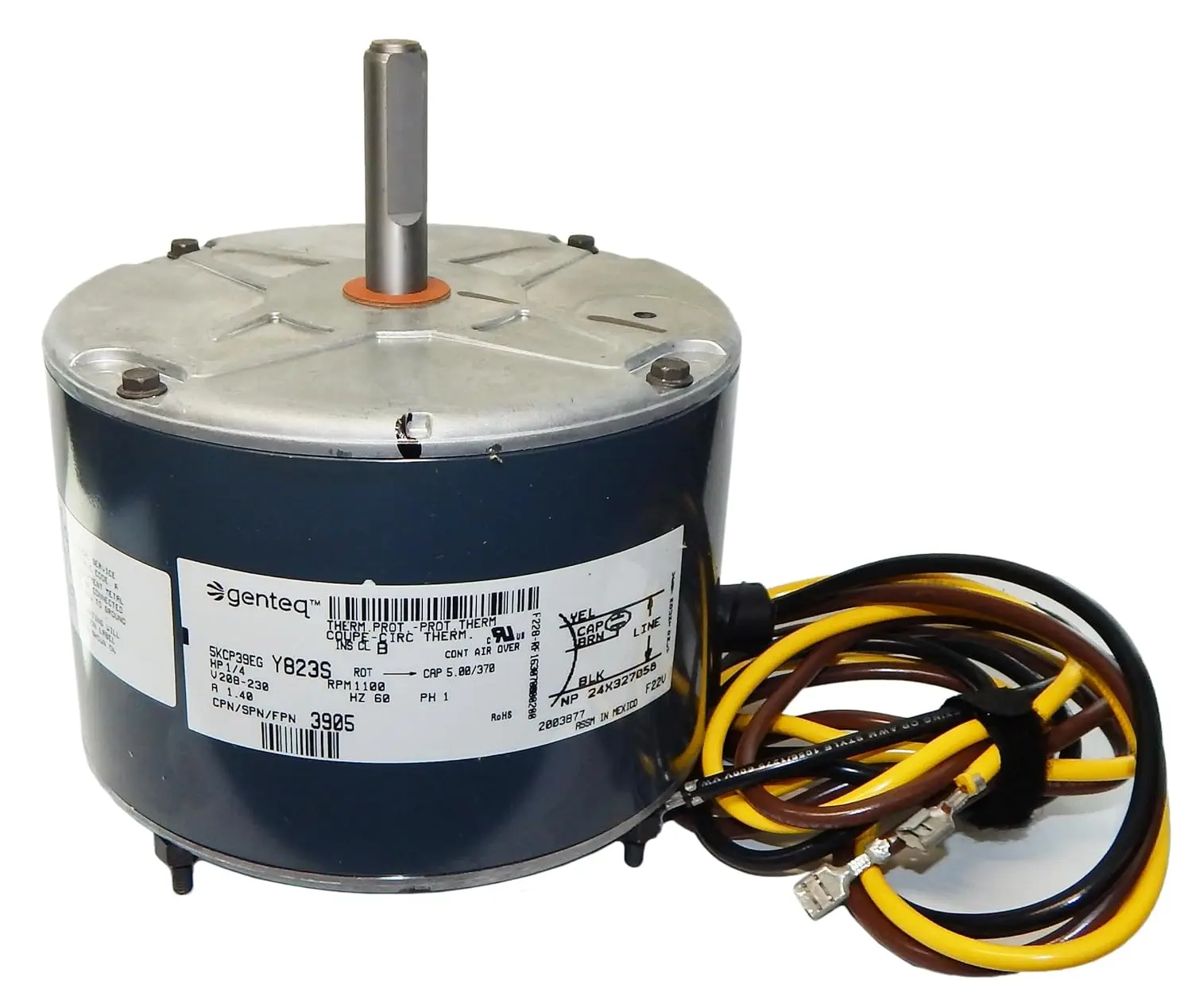 

G3905 | Carrier Condenser Motor HC39GE237A, 5KCP39EGY823S 1/4 hp, 1100 RPM, 208-230V Genteq