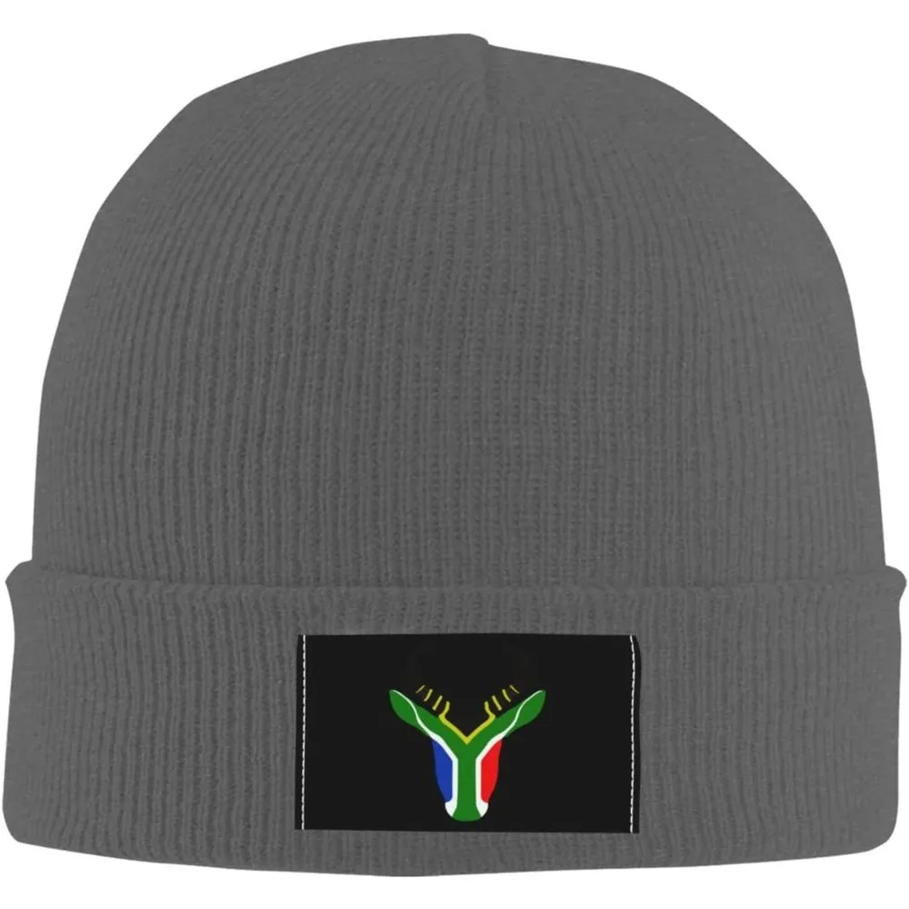 South African Flag Sprinbok Daily Beanie Hat Unisex Warm Cuff Ski Skull Caps Winter Knit Hat Cap for Men Women