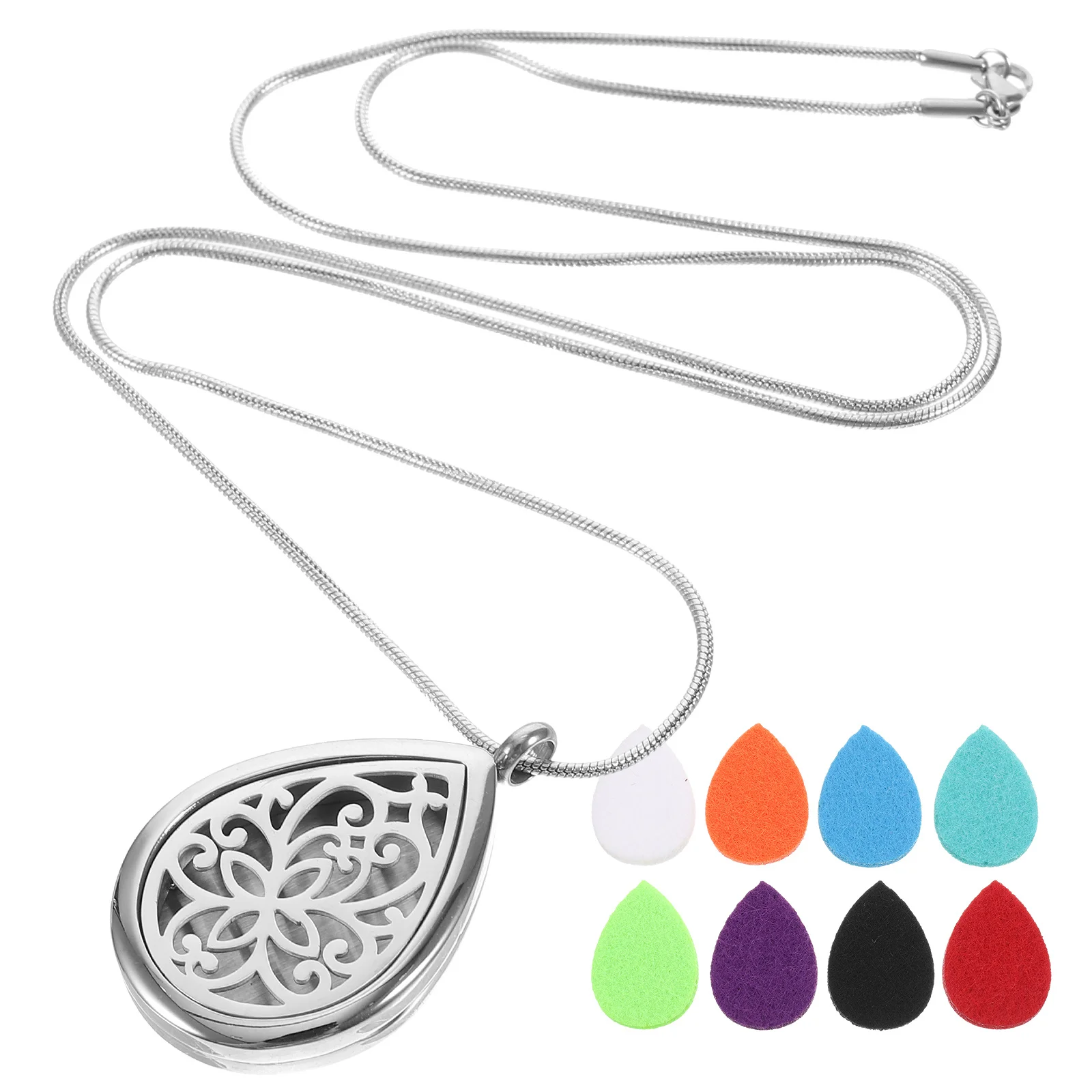 

1 set 1 Set Aromatherapy Necklace For Women Heart Shaped Stainless Steel Lightweight Elegant Diffuser Pendant Aroma Necklace