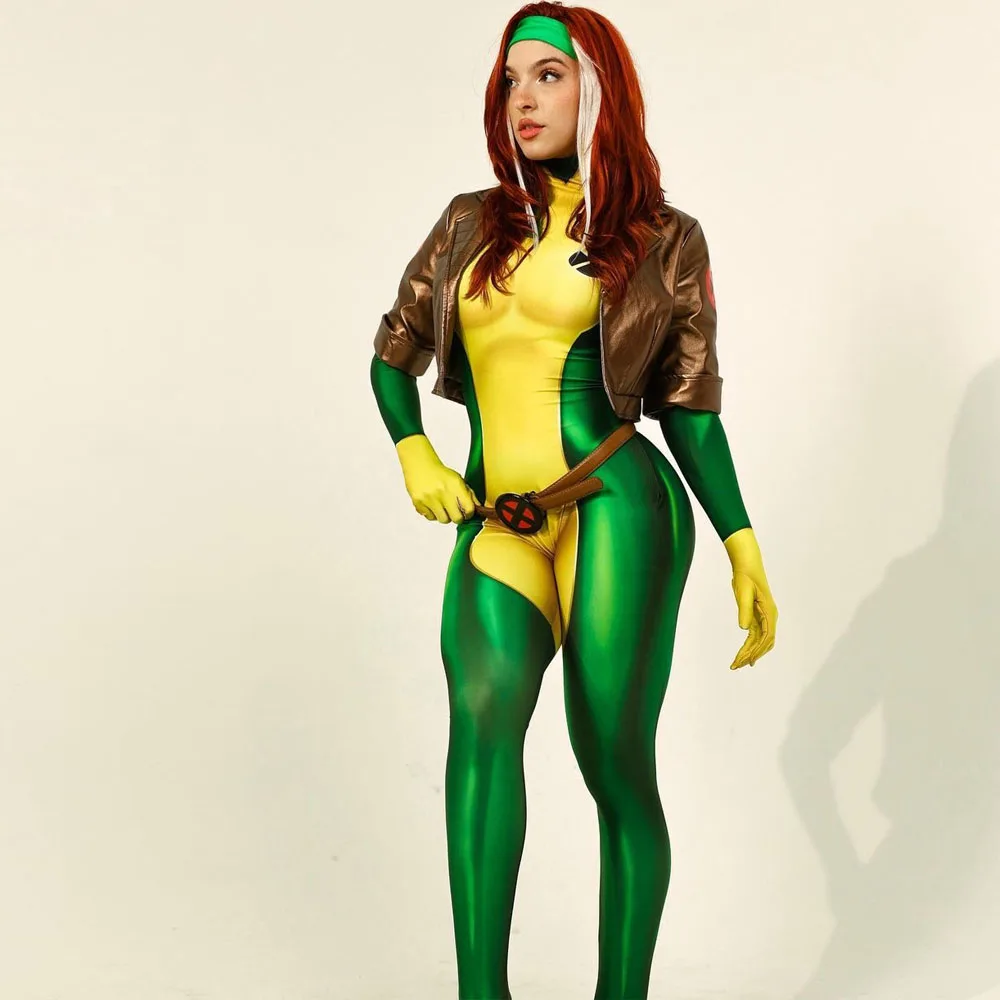 Rogue Cosplay Anna Marie Cosplay Bodysuit 3D Afdrukken Kostuum Volwassen Zentai Pak Halloween Party Kostuum Vrouwen Meisjes