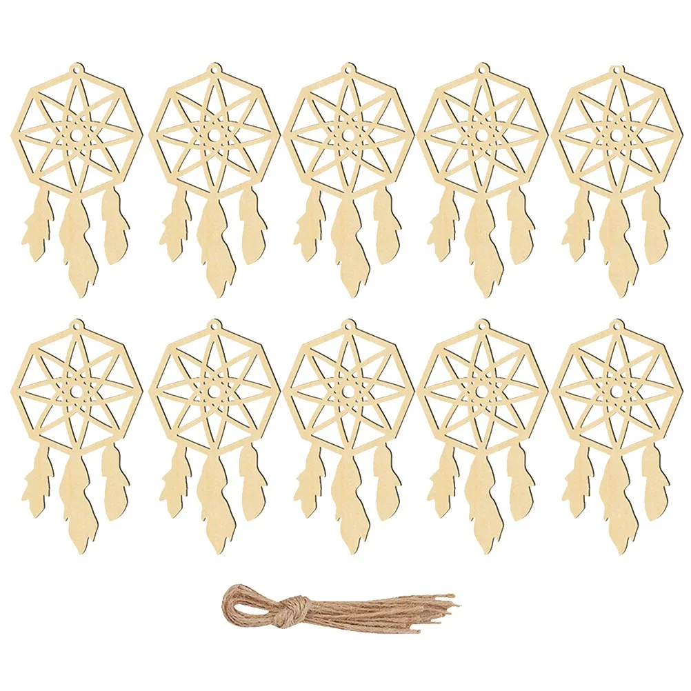 

20pcs Dream Catcher Hanging Decor Beige Wooden Wall Ornament For Home Living Room Porch Creative Pendant Lightweight Party