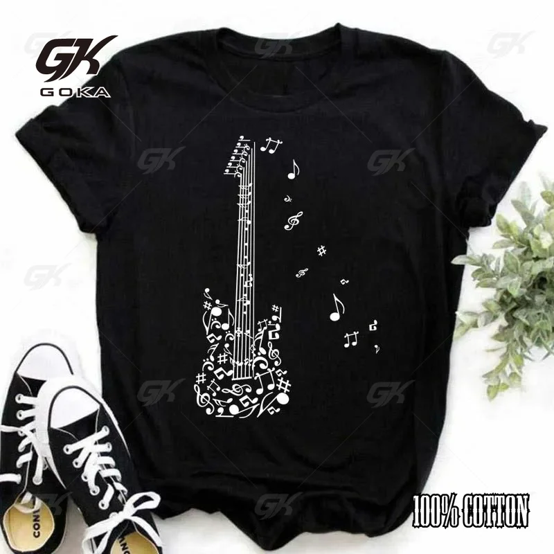 Minimalist One-Line Cat Shaped Musical Treble Clef Graphic Unisex clothes tops T Shirt, Pet Music Fan Short Sleeve Tee