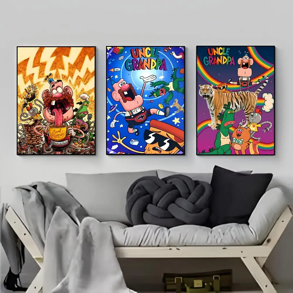 Crazy Funny Cartoon U-Uncle Grandpa Poster Poster HD  Waterproof Wall Sticker Bar Living Room Decor Gift