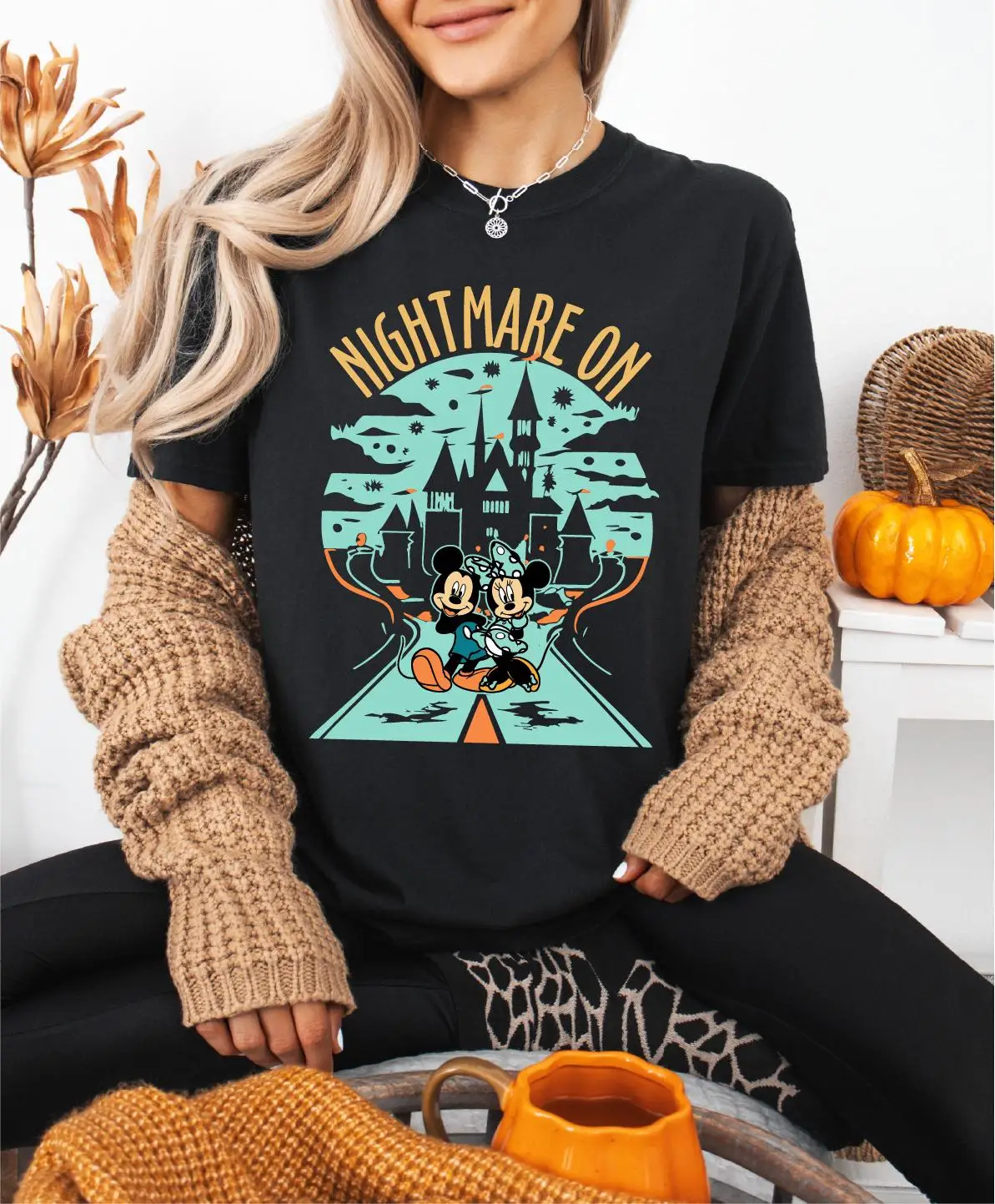 

Рубашка «Кошмар на основной улике» Рубашка с Микки и Минни на Хэллоуин Жуткая семейная рубашка Жуткий сезон Рубашка для собак