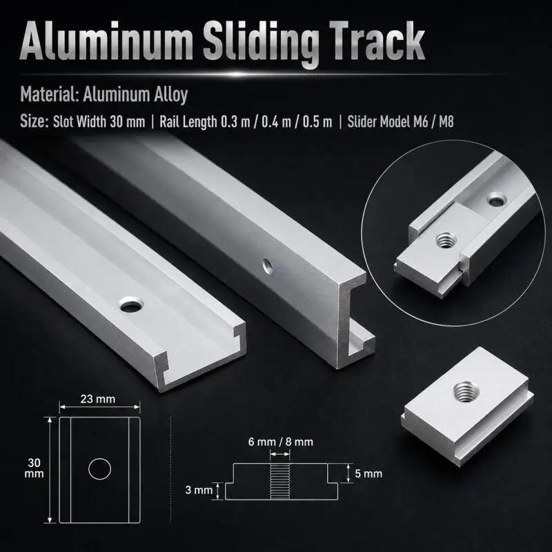 Aluminium T-track Slot Miter Track Jig Fixture T-Slot,30/40/50cm Woodworking Chute Rail ,T Slider Fixture Slot Slide Limit Guide