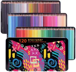 Brutfuner 72/120 Color Square Barrels Pastel Colored Pencil Oil Drawing Pencil Tin Box For Sketch Students Art Set Gift Supplies