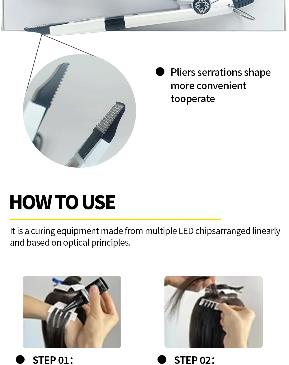Professionelles Haarverlängerungs-Set mit UV-Licht, V-Licht, Klebewerkzeugen und Komplettzubehör für den professionellen Einsatz – Detail 6