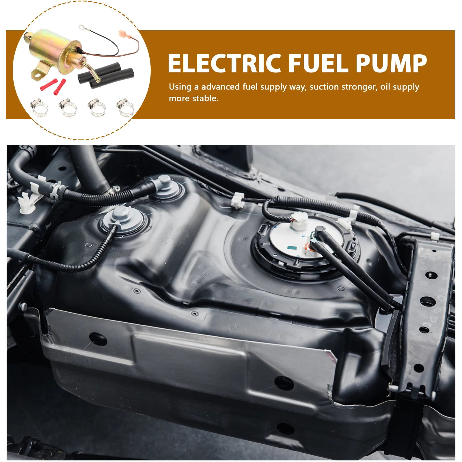 

1Set 12V Fuel Pump Electronic Solid Petrol Pump Portable Car Truck Boat Generator Oil Supply Stable Refitting Accessories