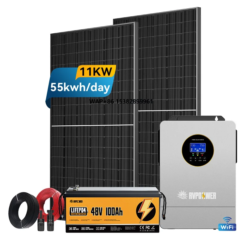 Whole House Solar Energy System 11Kw 55Kwh Lithium Ion Storage Battery Off Grid Hybrid Solar Power System for Home Use