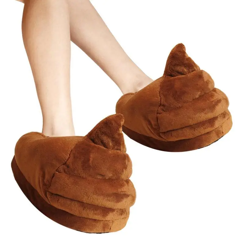 Poop Shoes Women Men Fuzzy House Funny Expression Poop Slipper Non Slip Couple Slippers Indoor Warm Plush Bedroom Shoes