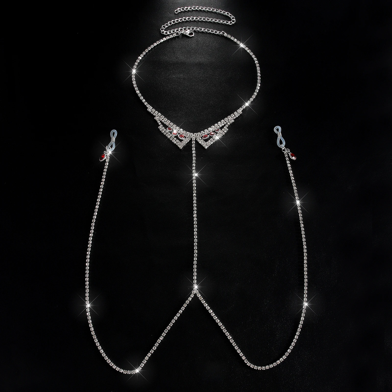 1 luxurious and sexy hanging neck rhinestone chest chain suitable for nightclubs parties Valentine's Day and other occasions