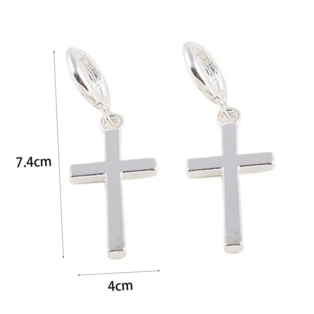 Boucles d'oreilles pendantes en forme de croix, belles boucles d'oreilles exquises, surface lisse