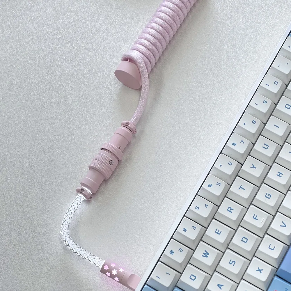 UNKNOWN ERROR Keyboard Line Luminous Aviation Connector Cable Three-Section Gamer Keyboard Cable Custom 8K Gaming Accessories