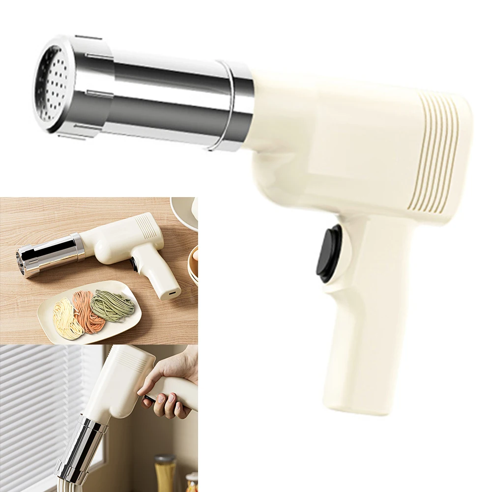 Handheld Noodle Press Gun Cordless Portable Pasta Noodle Maker 5 Molds USB Charging for Homemade Pasta