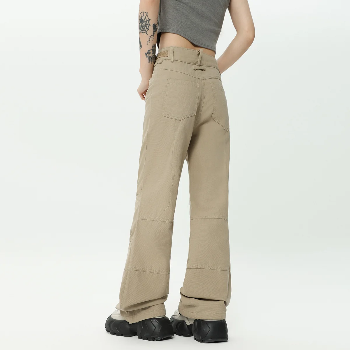 OR FL Trendy Brand High Street Vibe American 100 Cotton Women Cargo Trousers Advanced Design Sense Fold Casual Trousers Pants