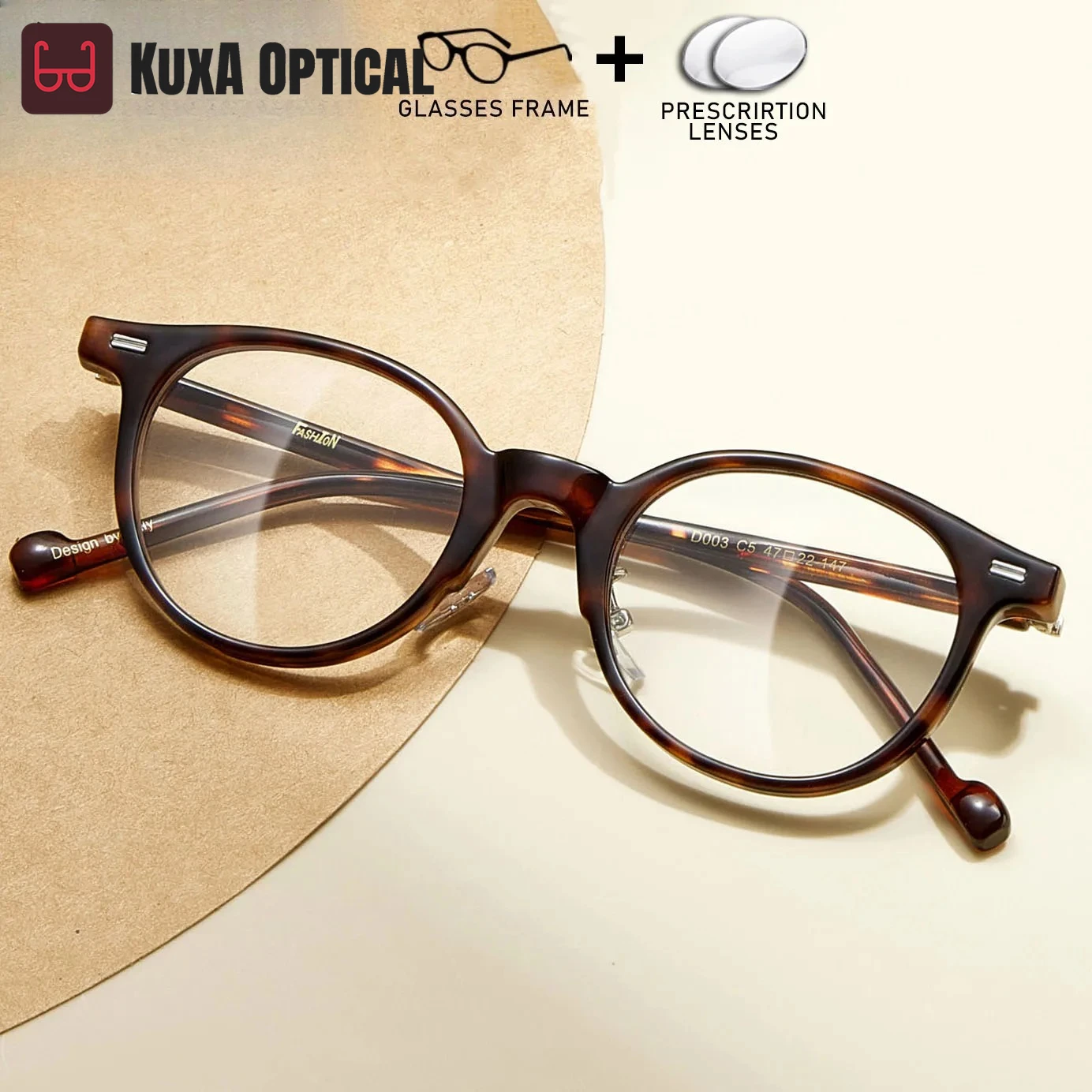

KUXA Fashion Round TR90 Eyeglasses Women Prescription Glasses Myopia Hyperopia Progressive Lenses Optical Computer Filter Blue L