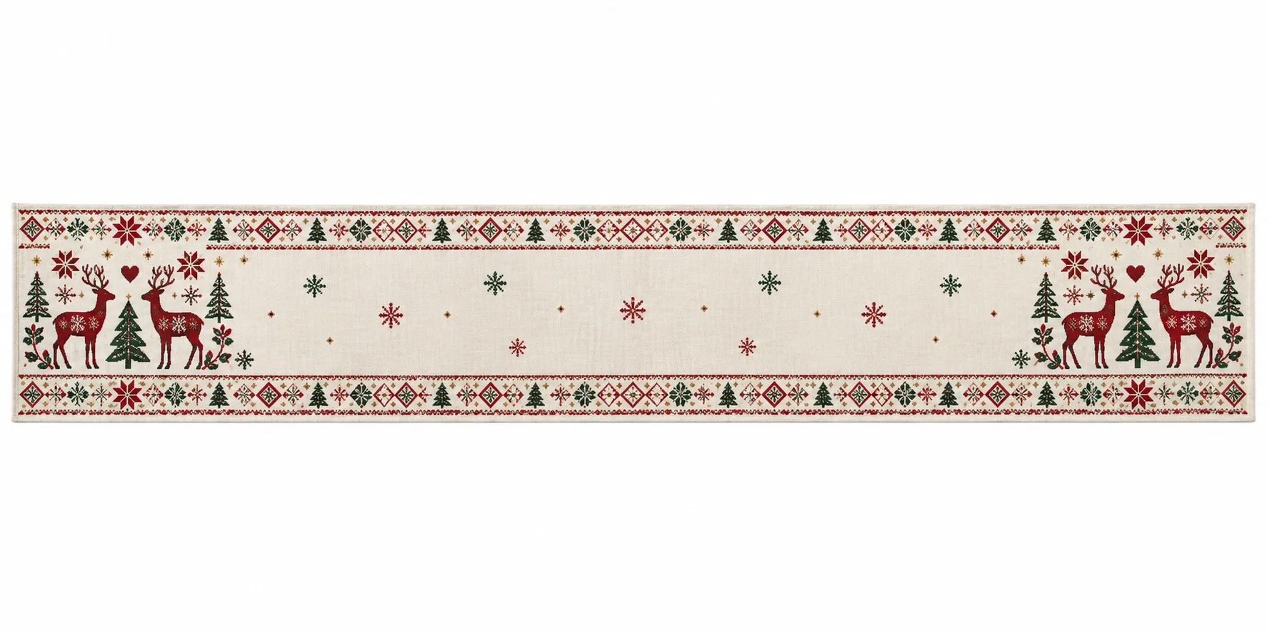 Christmas Reindeer Table Runner Snowflake Xmas Tree Table Cover Holiday Dining Table Decor Vintage Home Party Decoration
