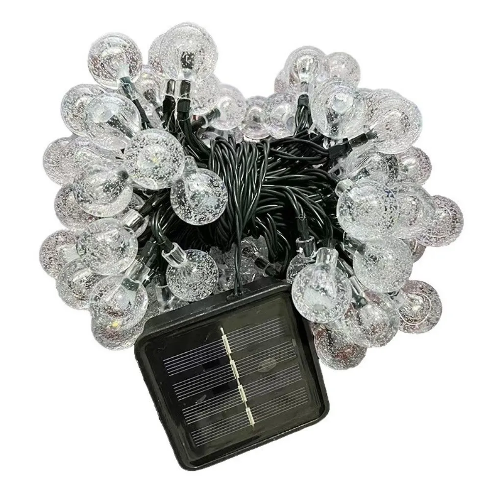 Stringa di luci a sfera di cristallo solare da 12 m di lunghezza Design impermeabile Sorgente luminosa a LED Luci a stringa a LED 100 luci a LED colorate