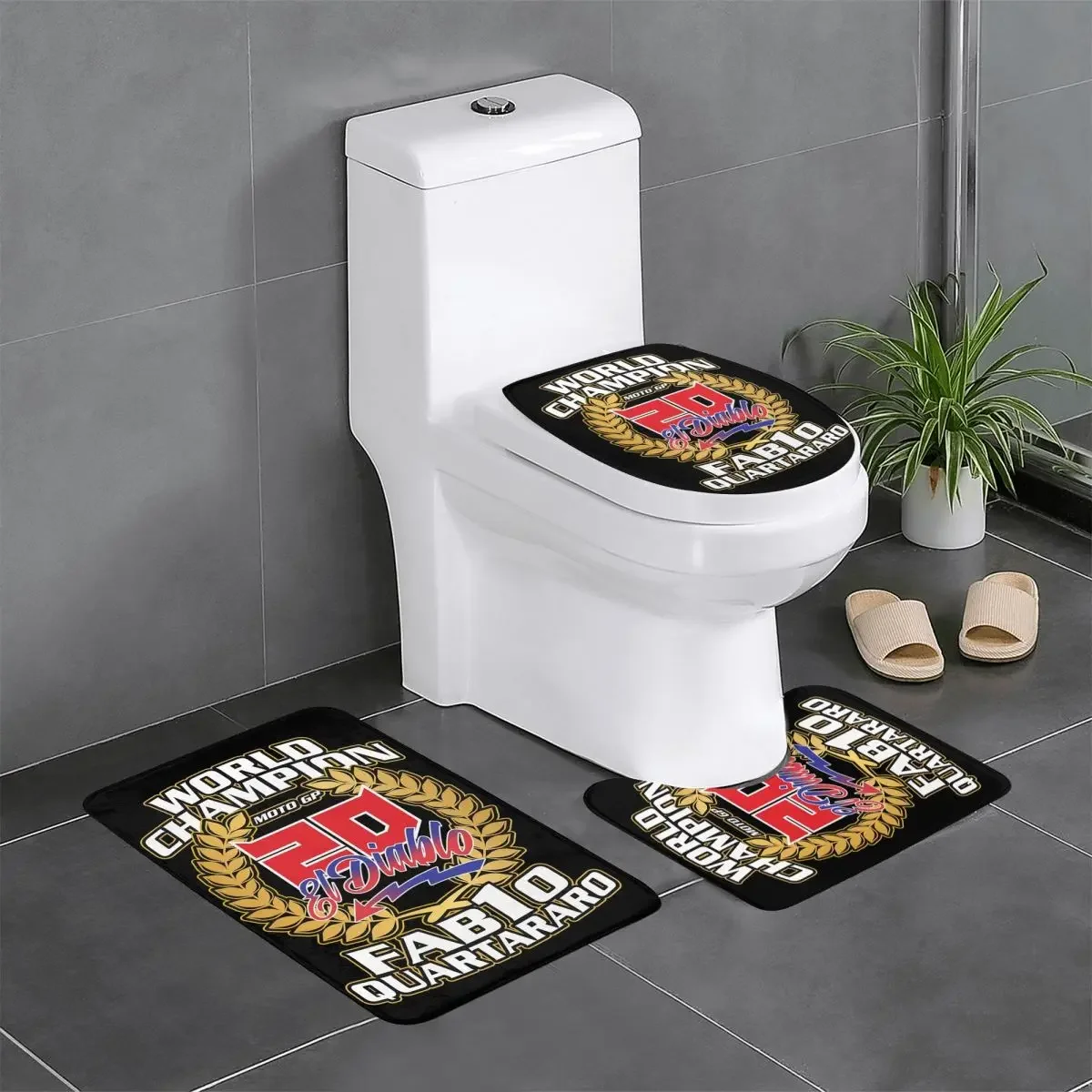 

Пользовательские [Fabio Quartararo, 3-х шт., коврики для ванной комнаты, впитывающие нескользящие коврики для французского мотоцикла, гонщика, наборы ковриков для туалета и ванны