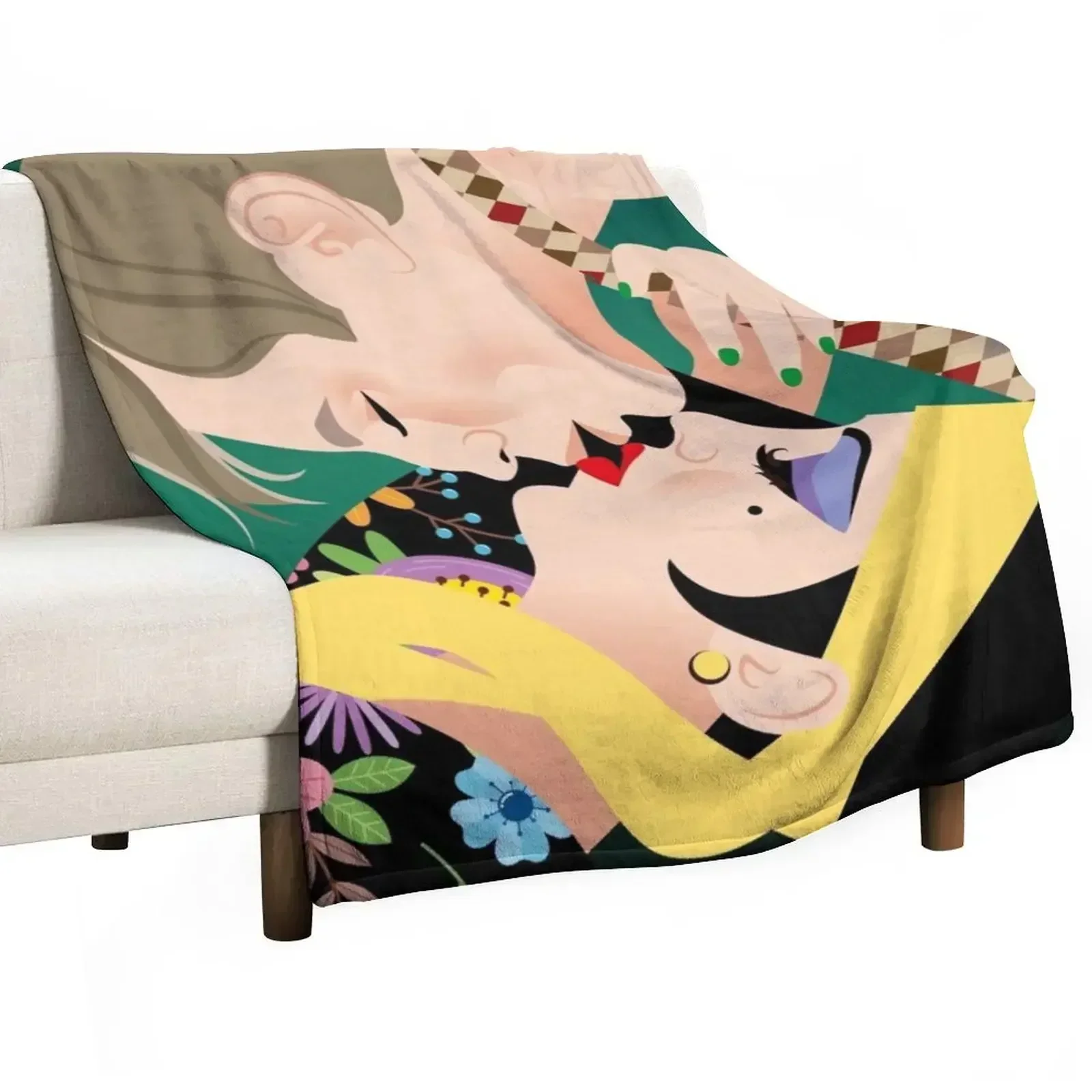 Upside down kiss Throw Blanket Thermals For Travel Designers Luxury Designer Vintage Flannel Fabric Soft Plaid Blankets