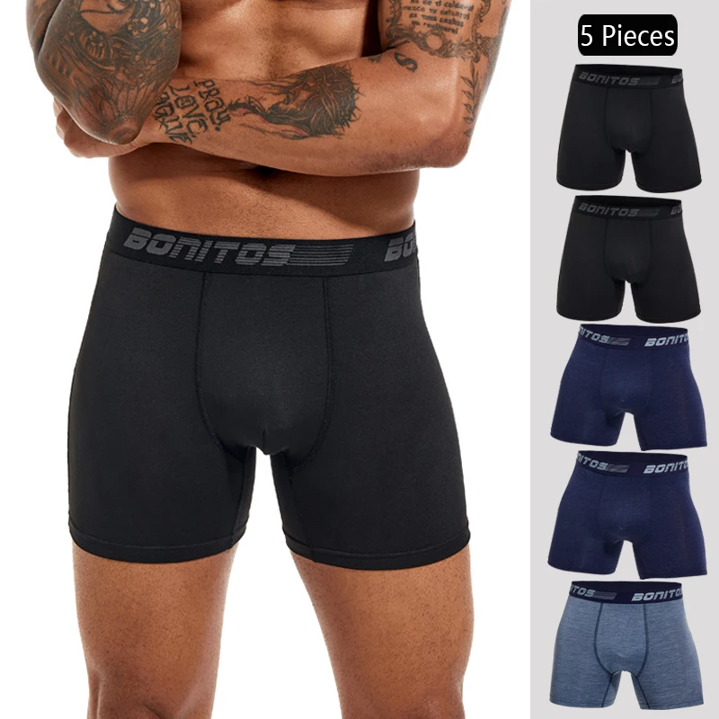 

5pcs Underwear Man Plus Size Men's Underpants Solid Color Boxer Briefs Letter Elastic Waistband Boxers Men Panties Shorts