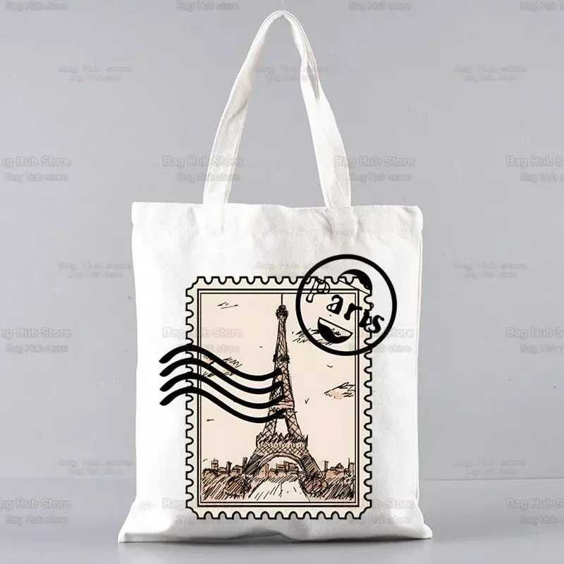 Emily In Paris Creative Canvas Tote Bag Eco Shopping Bag Large Capacity Shoulder Bag Women Female Foldable Beach Shopper Bag