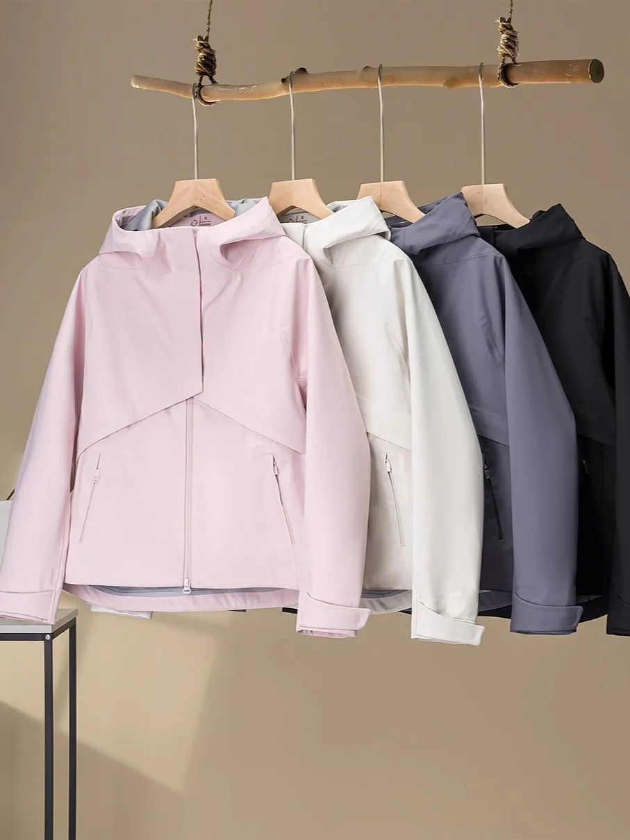 Outdoor Donna Casual Con Cappuccio Morbido ell Jaet Antivento Resistente all'acqua Pendolarismo Sle Lungo Sve Chiusura con cerniera Colore