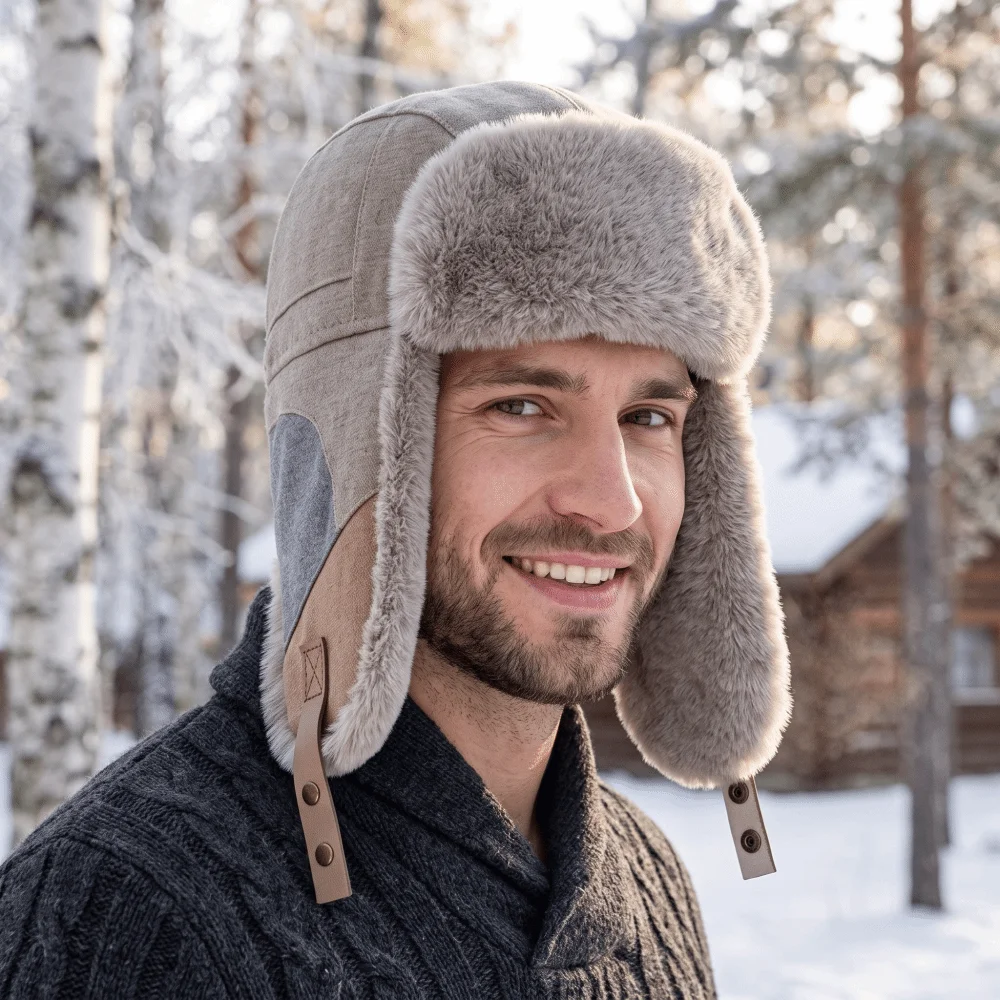 Color Block Winter Trapper Hat Thick Thermal Fleece Lined Warm Earflap Cap Cold Proof Wind Resistant Windproof Winter Hat