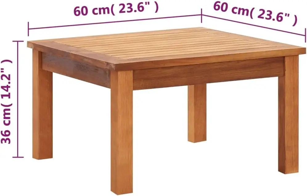 Solid Acacia Wood Outdoor Coffee Table - Weather-Resistant and Easy-to-Clean Patio Table with Slatted Tabletop Design