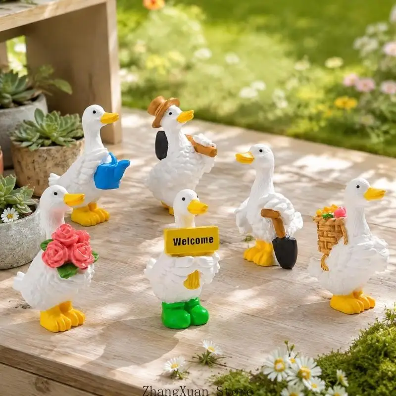 Mini-Entenfiguren, kleine Entenfiguren aus Kunstharz, Entenminiaturen für Schreibtisch-Displays, 3 x – Detail 2