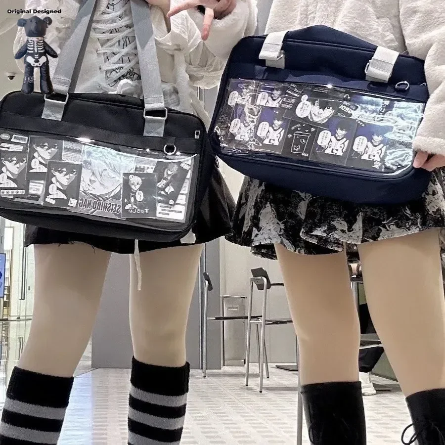 

Y2K Cute Bow Ita Bags Girl Transparent Messenger Bag Women Big Display Shoulder Crossbody Bag DIY Tote Lolita Handbag