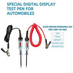 6V-90V 1PC DC Car Truck Voltage Circuit Tester Digital Display Long Probe Pen Light Bulb Automobile Diagnostic Tools Auto Repair