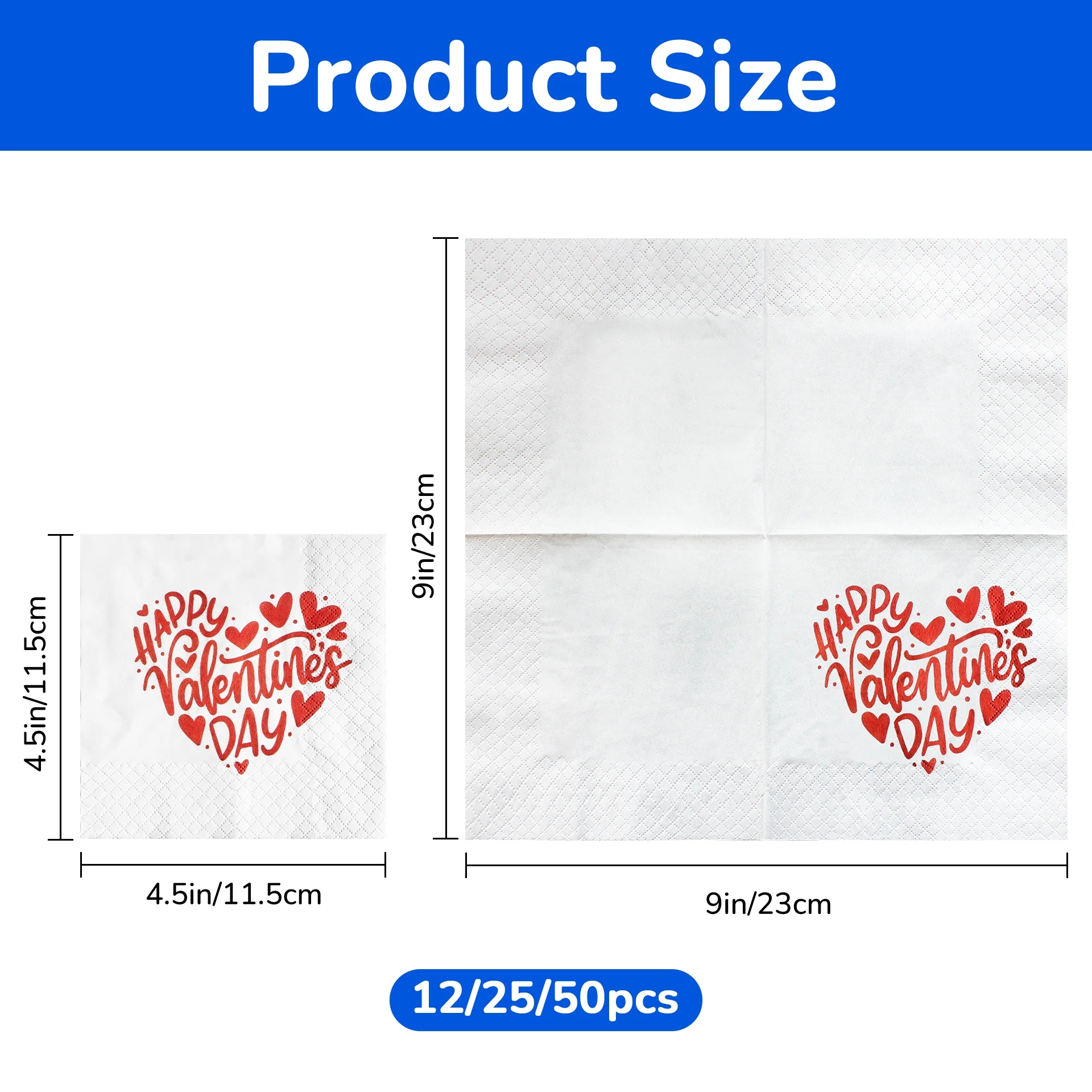 JINYUDOME Disposable Valentine's Day Napkins 9.2x9.2in Cocktail Beverage Guest Dinner Napkins for Themed Party Table Decoration