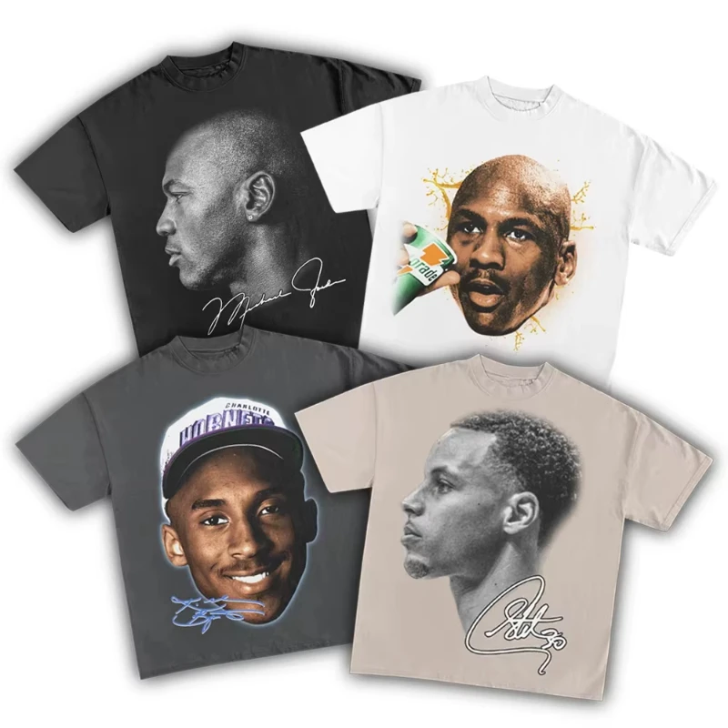 

2025 Trendy Highstreet Men Women T-Shirt Basketball Star Character Graphics Printed Clothing Casual Loose Tees Tops for Unisex