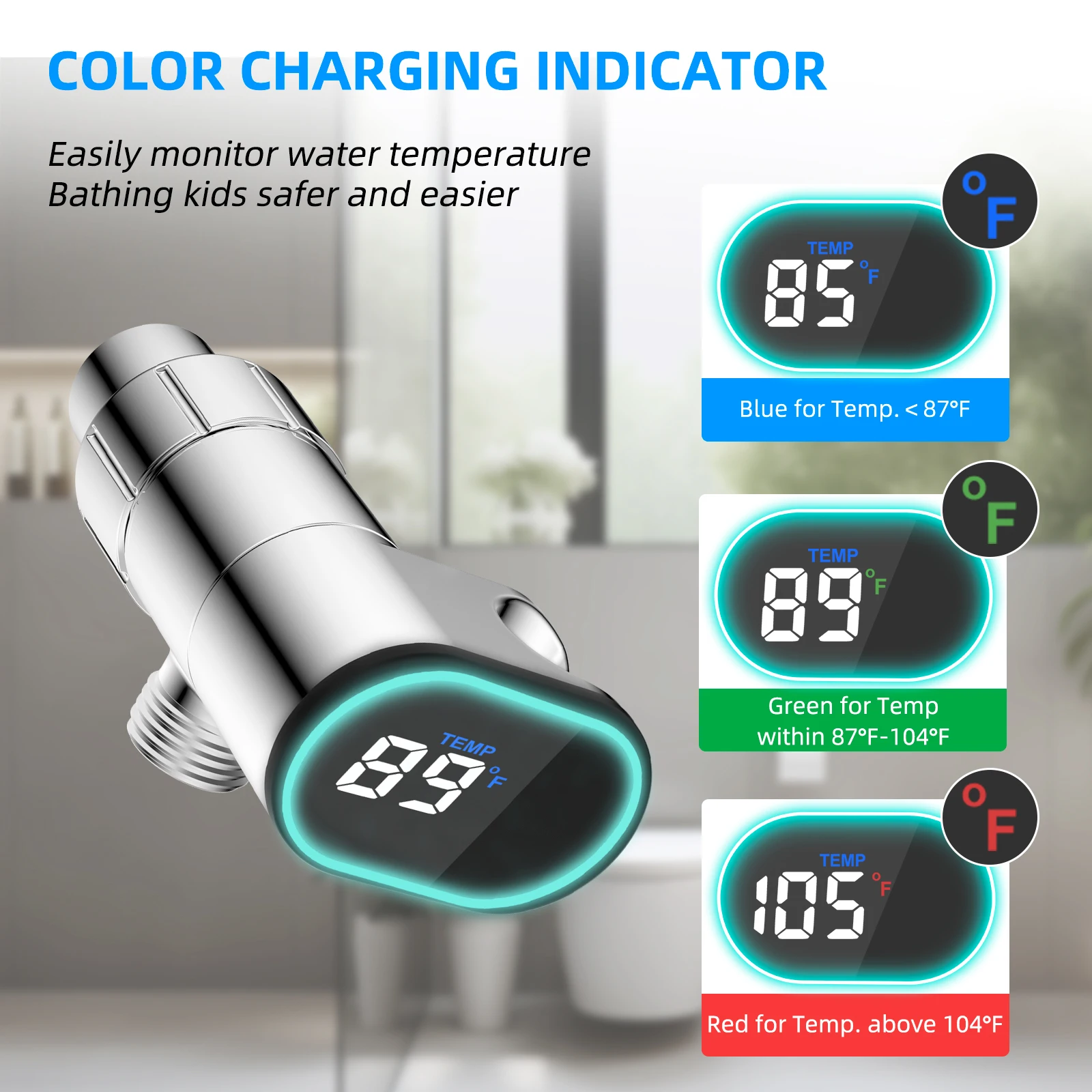 Upgraded Metal Shower Head Holder with LED Display Shower Thermometer for Handheld Shower Head Universal Shower Head Bracket