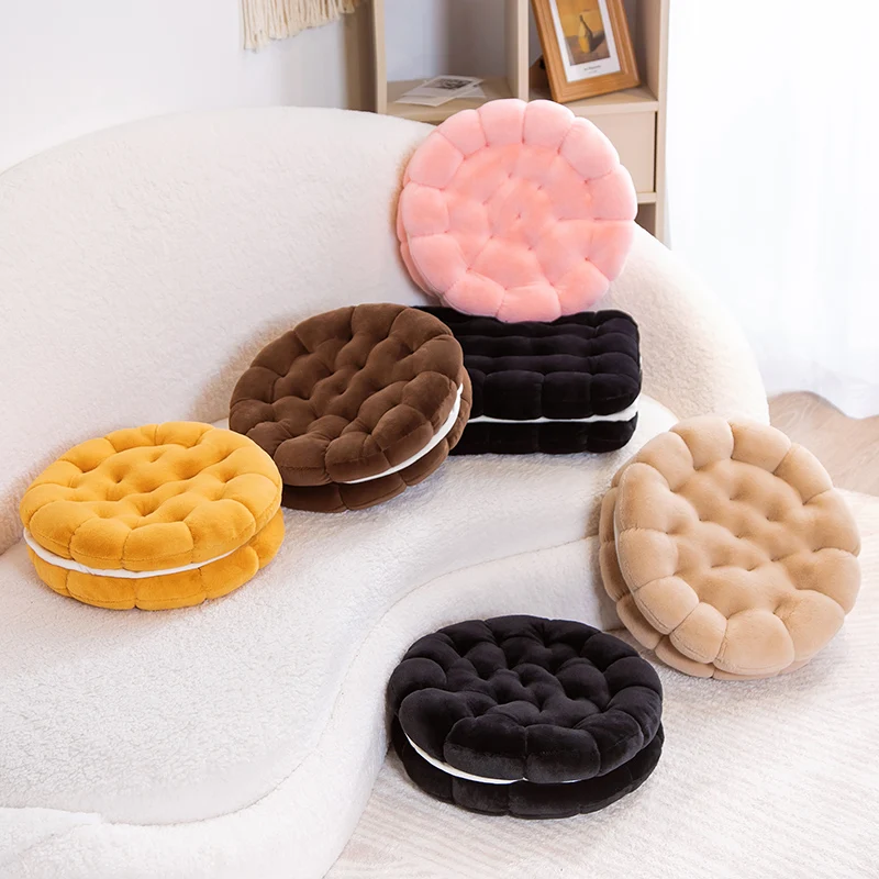 Comfortable Round And Square Sandwich Biscuit Plush Cushion Stuffed Simulation Chocolate Oreo Cookies Nice Home Decoration Gift