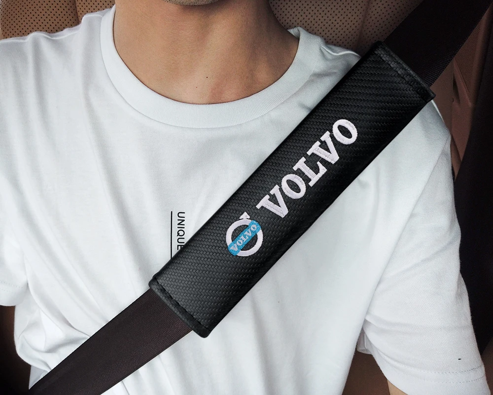 2pcs For Volvo RDESIGN AWD S40 S60 T6 XC60 V50 V70 V90 Car Styling Safety Belt Cover Protection Shoulder Pad Cushion Harness Pad